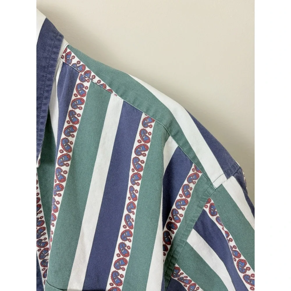 Vintage 90s Vertical Striped Button Down Shirt S/S Coastal Skater TSITP‎ Mens XL - Picture 5 of 8